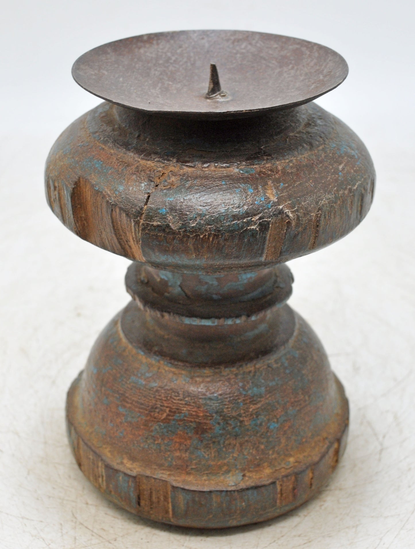 Antique Wooden Paga Leg Candle Holder Stand Original Old Hand Carved Painted