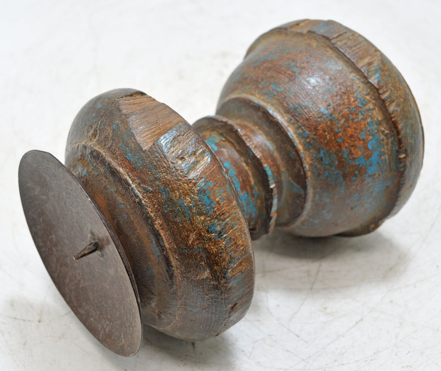 Antique Wooden Paga Leg Candle Holder Stand Original Old Hand Carved Painted