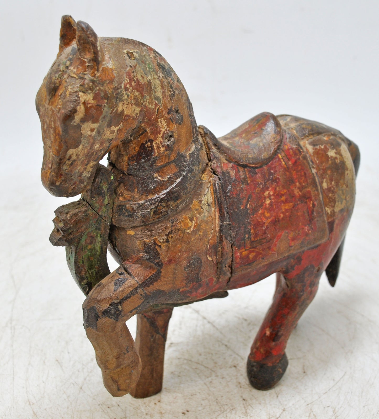 Vintage Wooden Horse Figurine Original Old Hand Crafted Painted