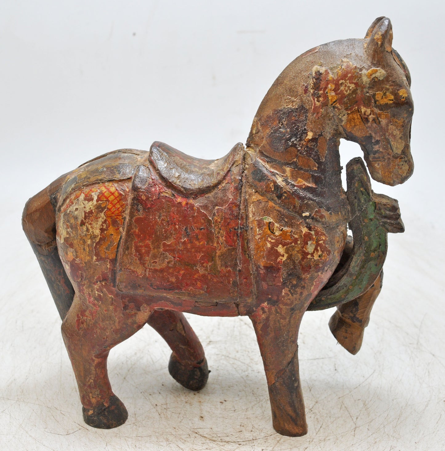 Vintage Wooden Horse Figurine Original Old Hand Crafted Painted