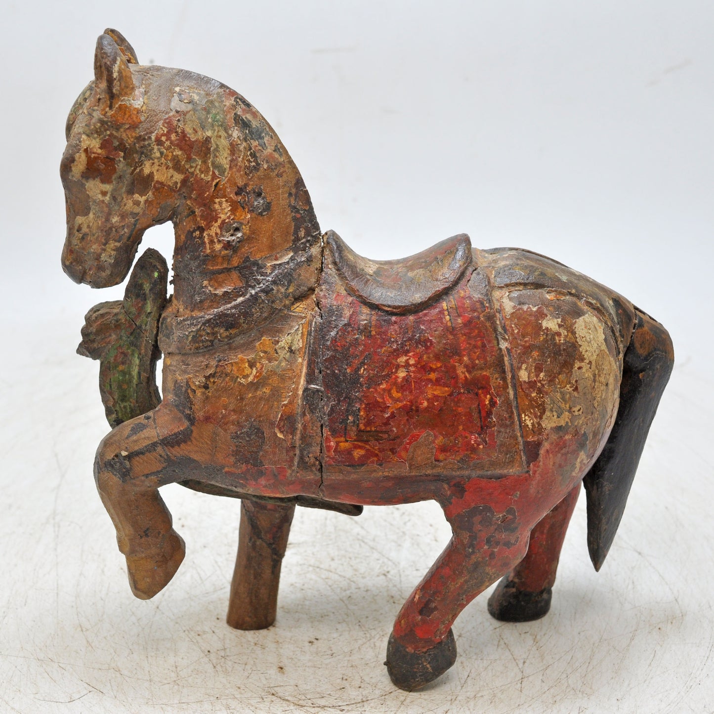 Vintage Wooden Horse Figurine Original Old Hand Crafted Painted