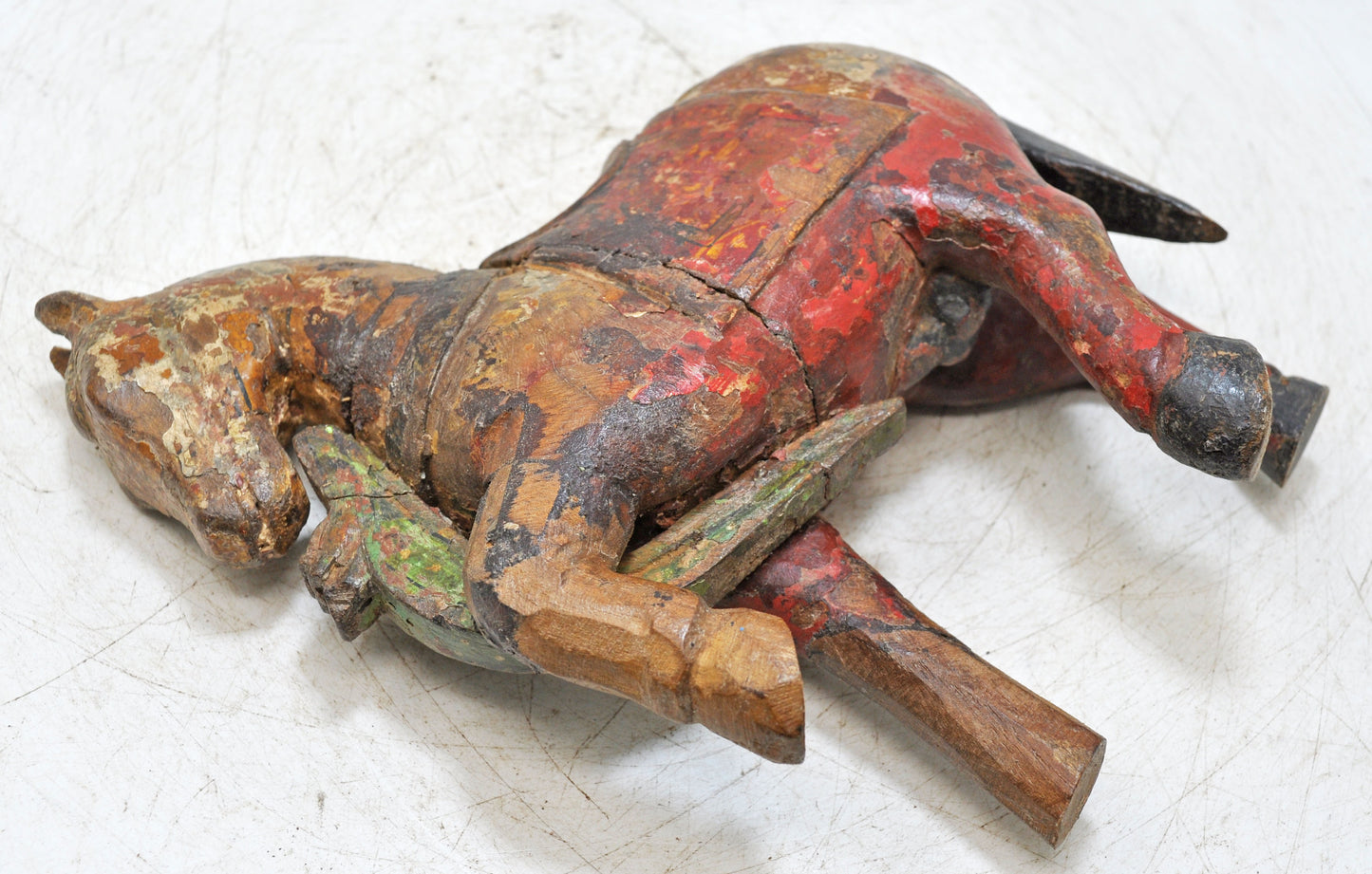Vintage Wooden Horse Figurine Original Old Hand Crafted Painted