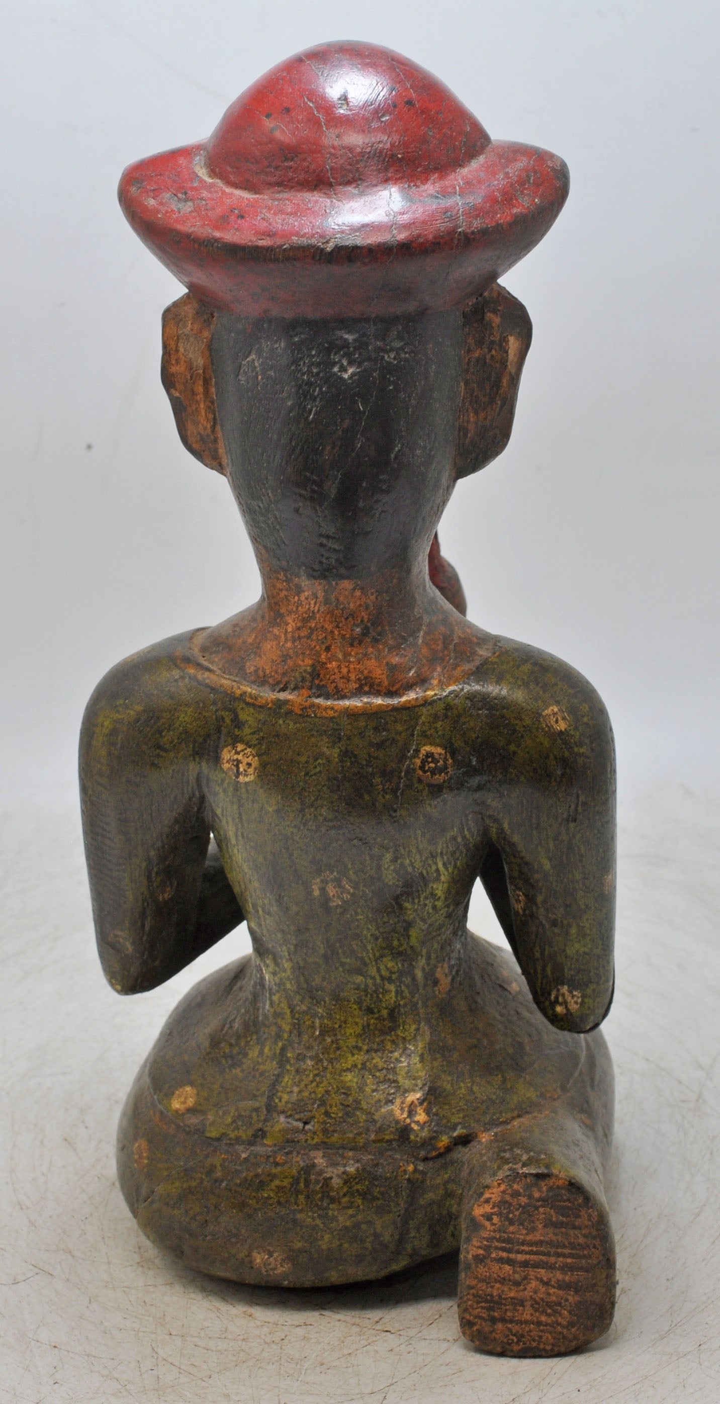 Vintage Wooden Large Musician Man Figurine Original Old Hand Carved Painted