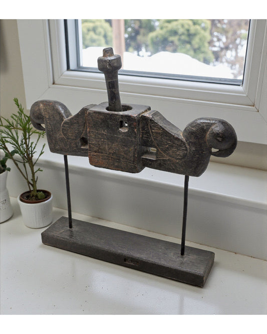 Antique Wooden 2 Parrots Shape Juicer Original Old Fine Hand Carved