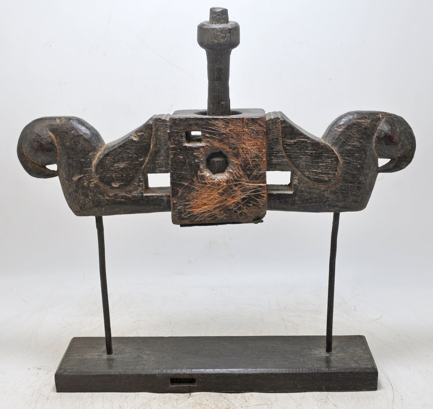 Antique Wooden 2 Parrots Shape Juicer Original Old Fine Hand Carved