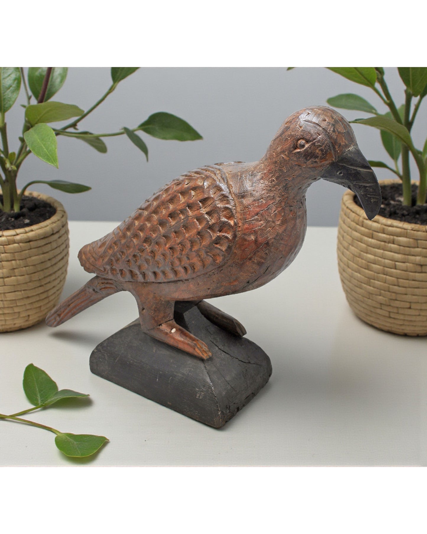Antique Wooden Large Bird Figurine Original Old Fine Hand Carved