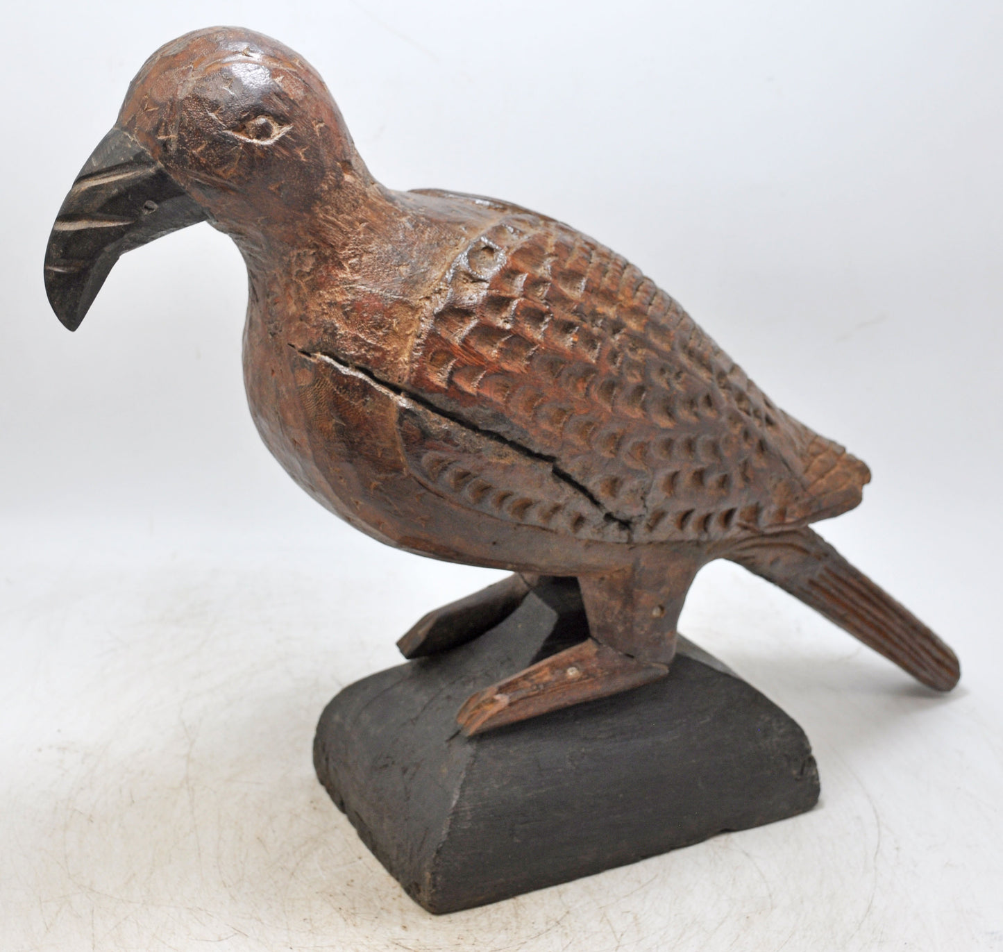 Antique Wooden Large Bird Figurine Original Old Fine Hand Carved