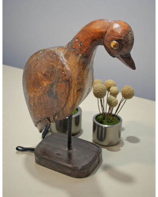 Vintage Wooden Bird Figurine Original Old Hand Carved