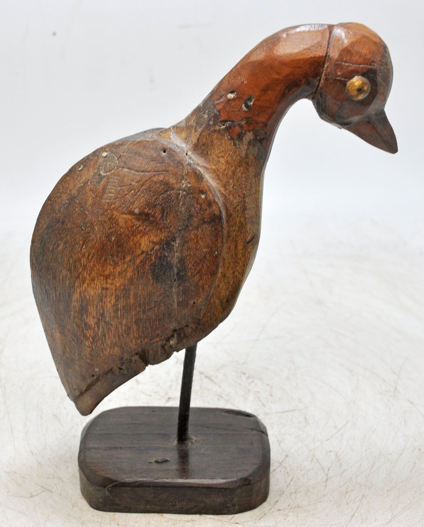 Vintage Wooden Bird Figurine Original Old Hand Carved