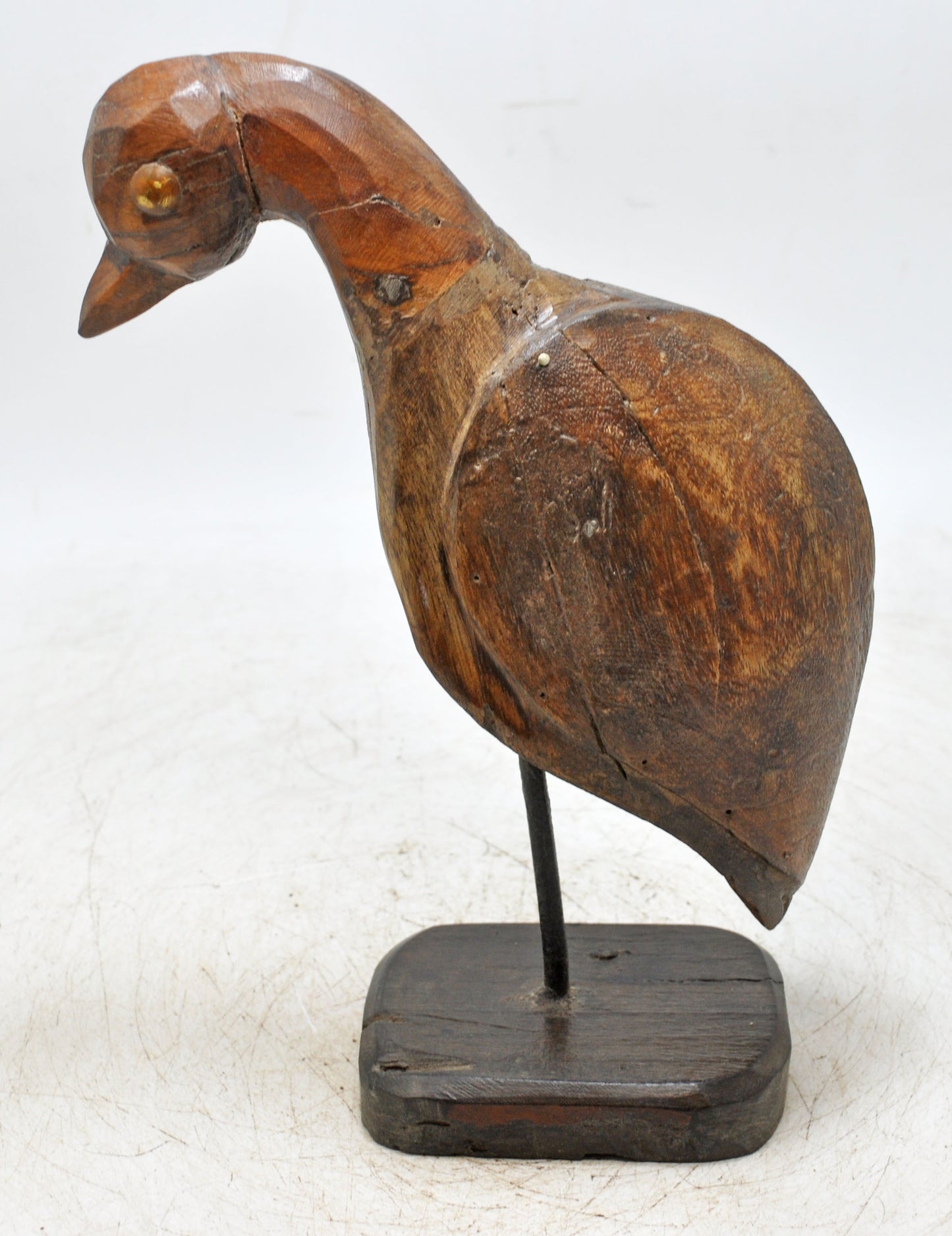 Vintage Wooden Bird Figurine Original Old Hand Carved