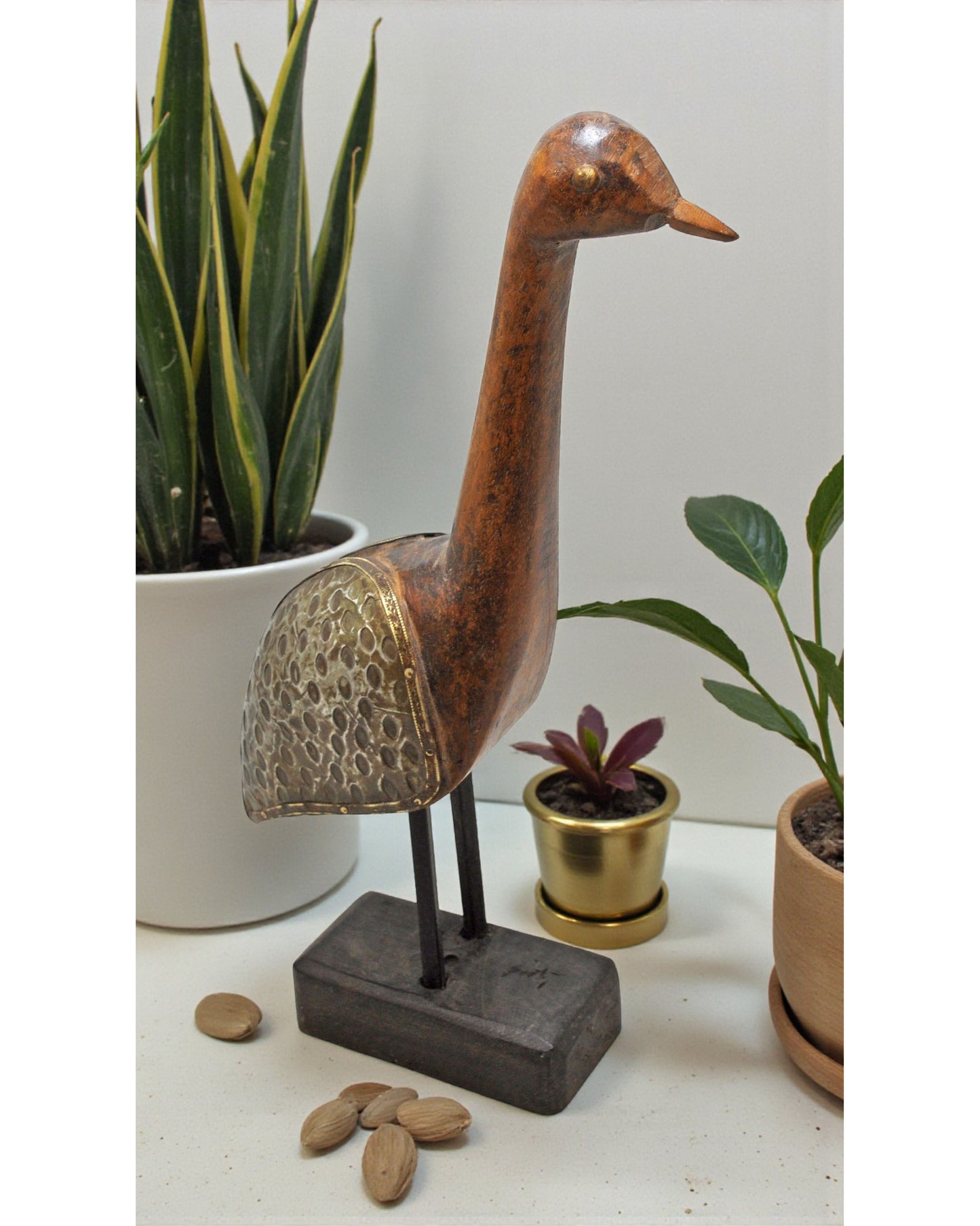 Vintage Wooden Bird Figurine Original Old Hand Carved