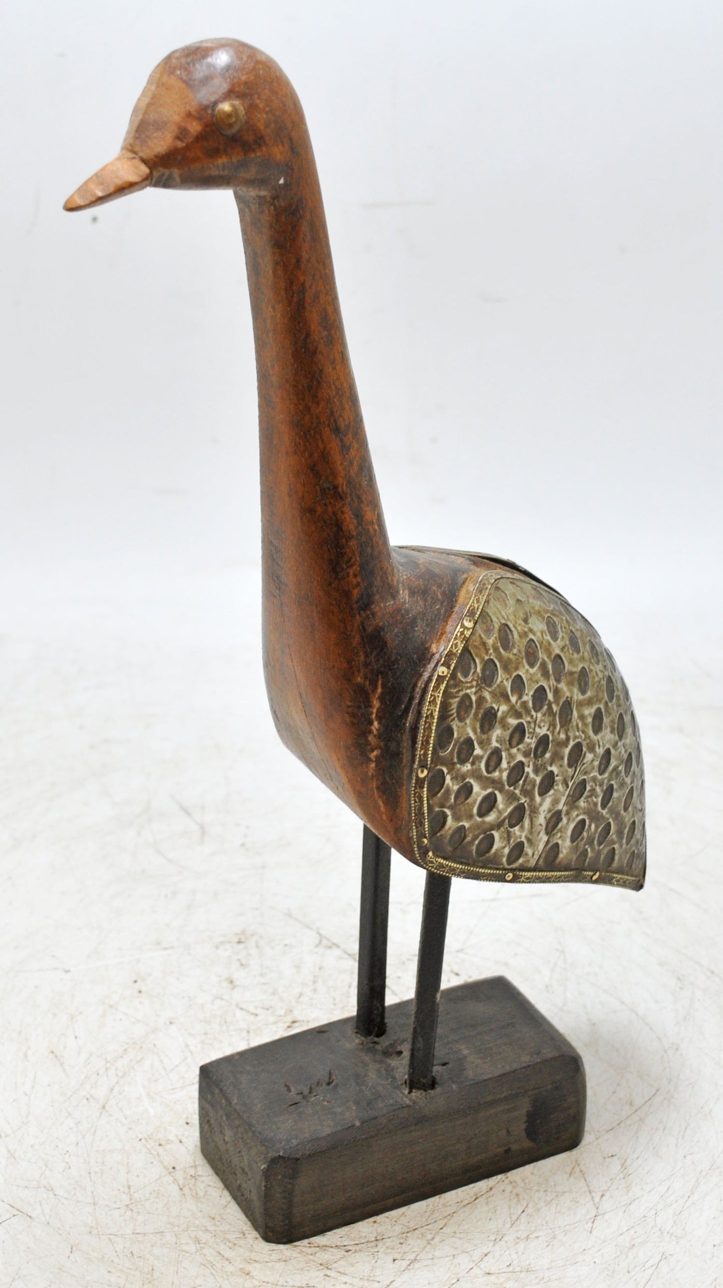 Vintage Wooden Bird Figurine Original Old Hand Carved