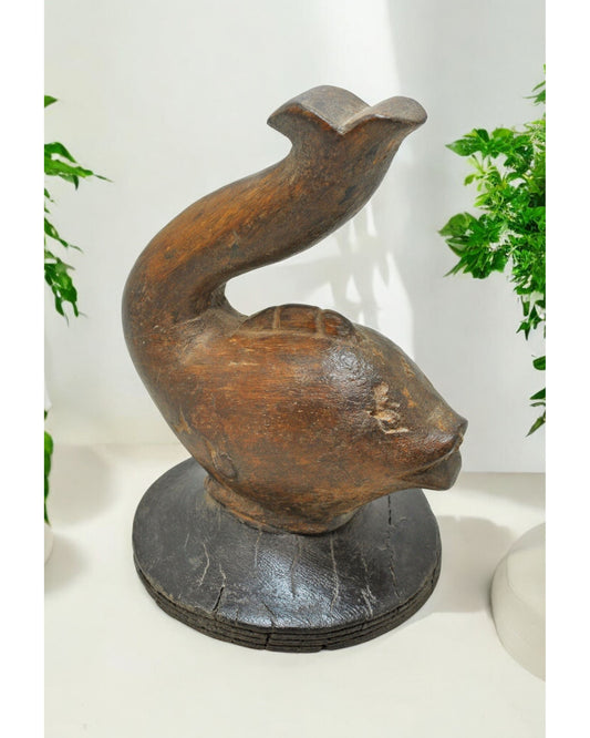 Vintage Wooden Fish Figurine Original Old Hand Carved