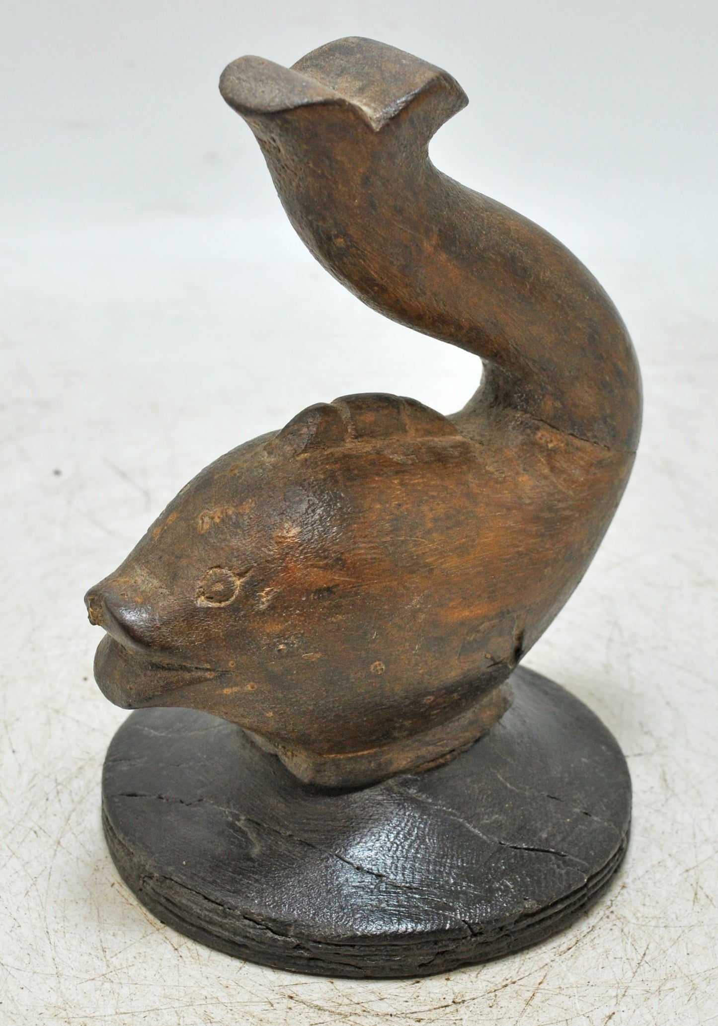 Vintage Wooden Fish Figurine Original Old Hand Carved