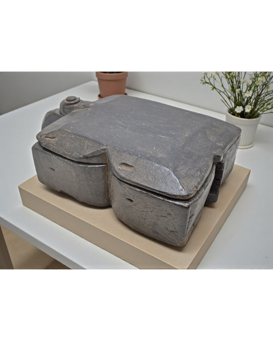 Antique Wooden Kitchenware Spice Box Original Old Hand Carved