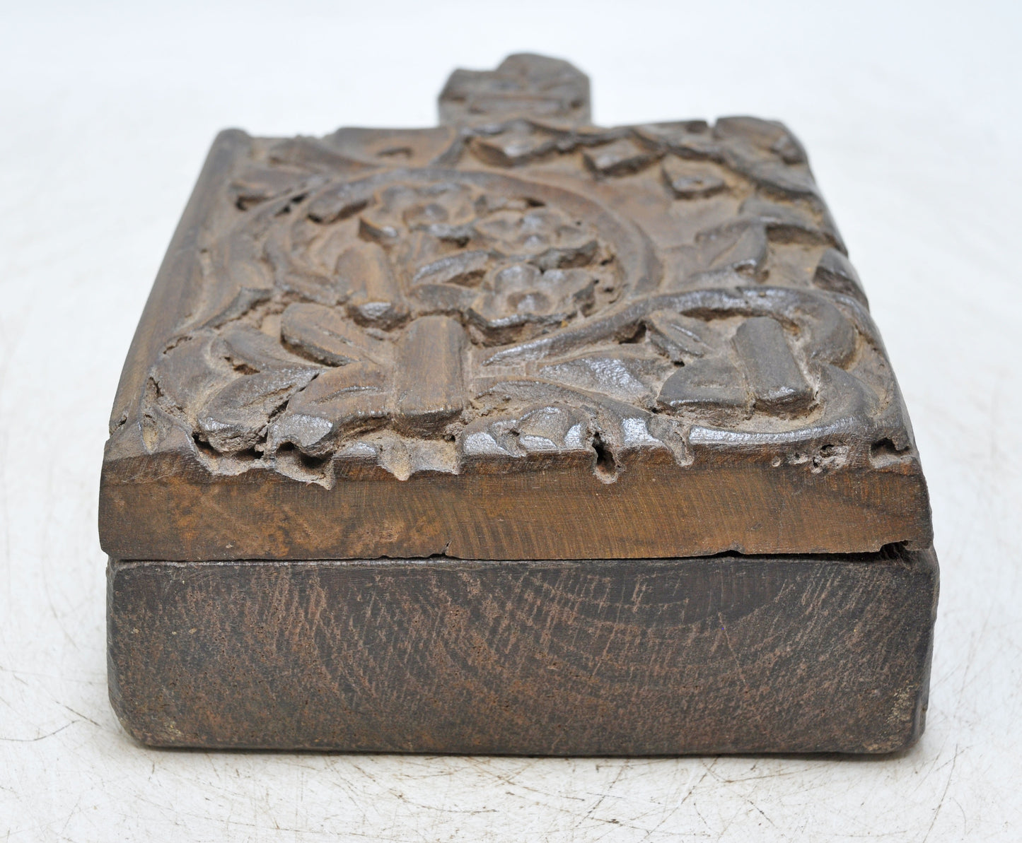 Antique Wooden Kitchenware Spice Box Original Old Hand Carved