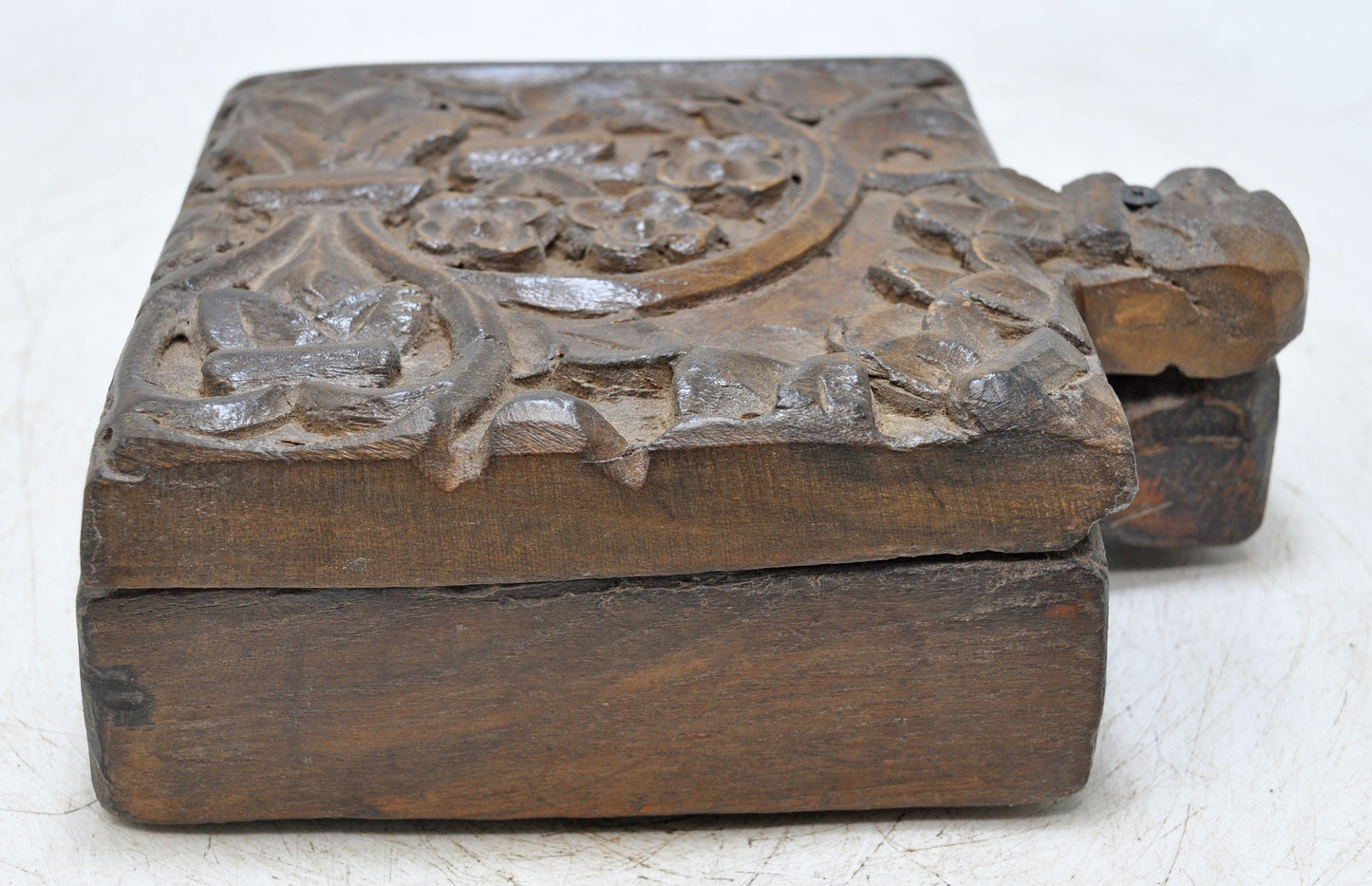 Antique Wooden Kitchenware Spice Box Original Old Hand Carved