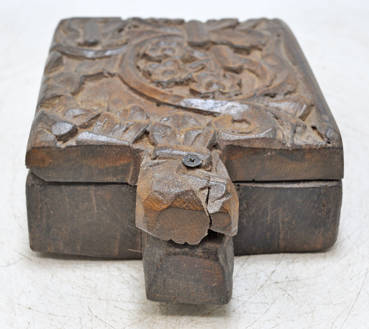 Antique Wooden Kitchenware Spice Box Original Old Hand Carved