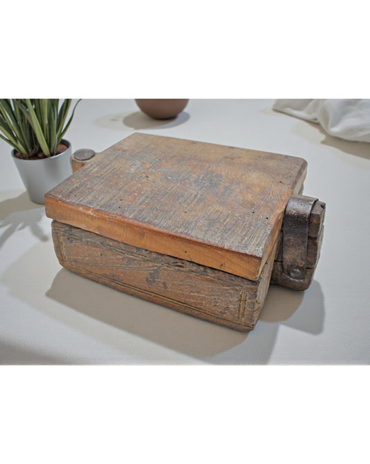 Antique Wooden Kitchenware Spice Box Original Old Hand Carved