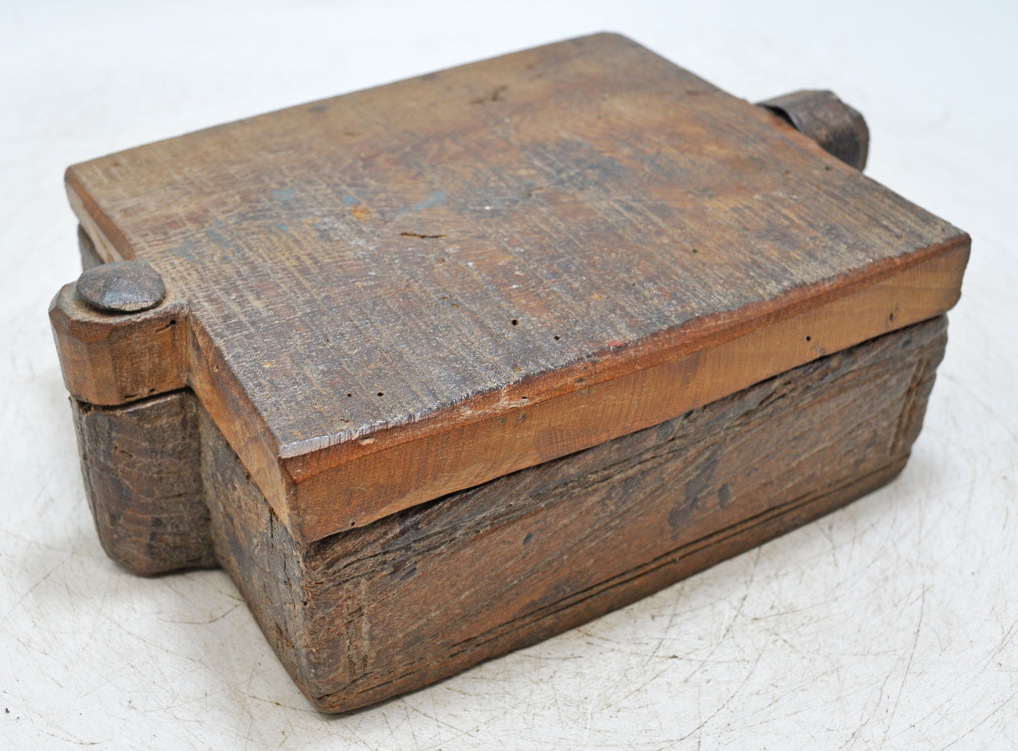 Antique Wooden Kitchenware Spice Box Original Old Hand Carved