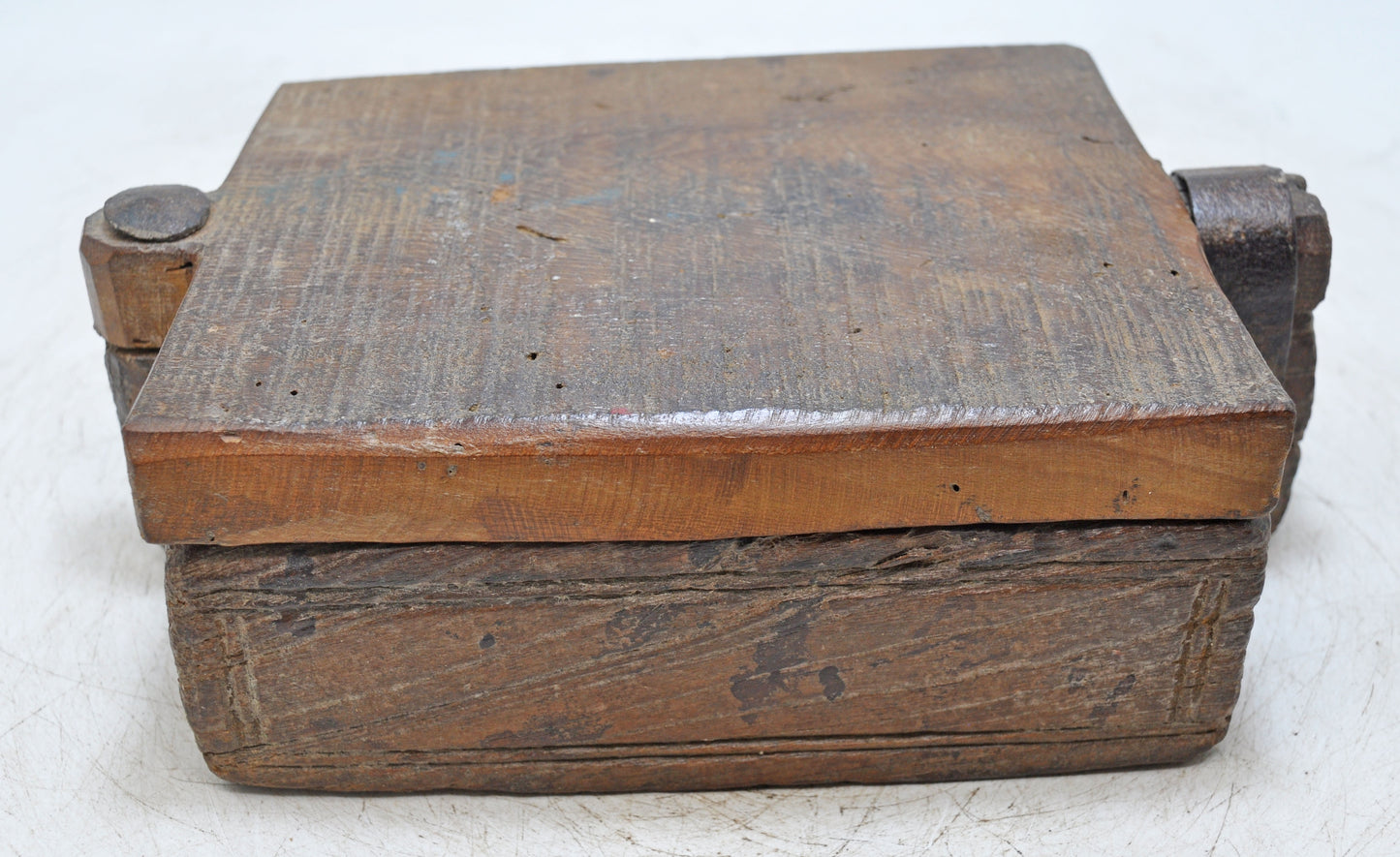 Antique Wooden Kitchenware Spice Box Original Old Hand Carved