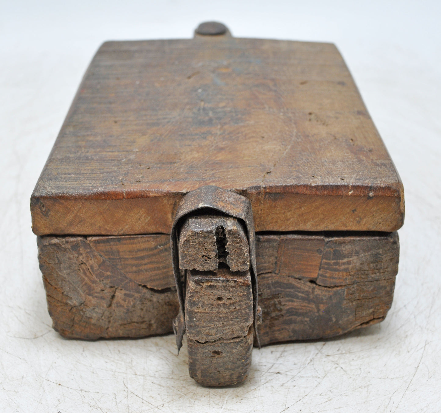 Antique Wooden Kitchenware Spice Box Original Old Hand Carved