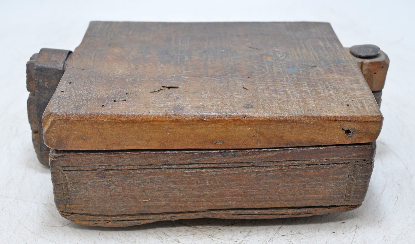 Antique Wooden Kitchenware Spice Box Original Old Hand Carved