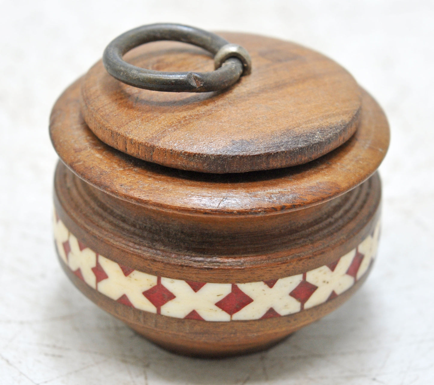 Vintage Wooden Round Water Drinking Lota Pot Original Old Hand Carved