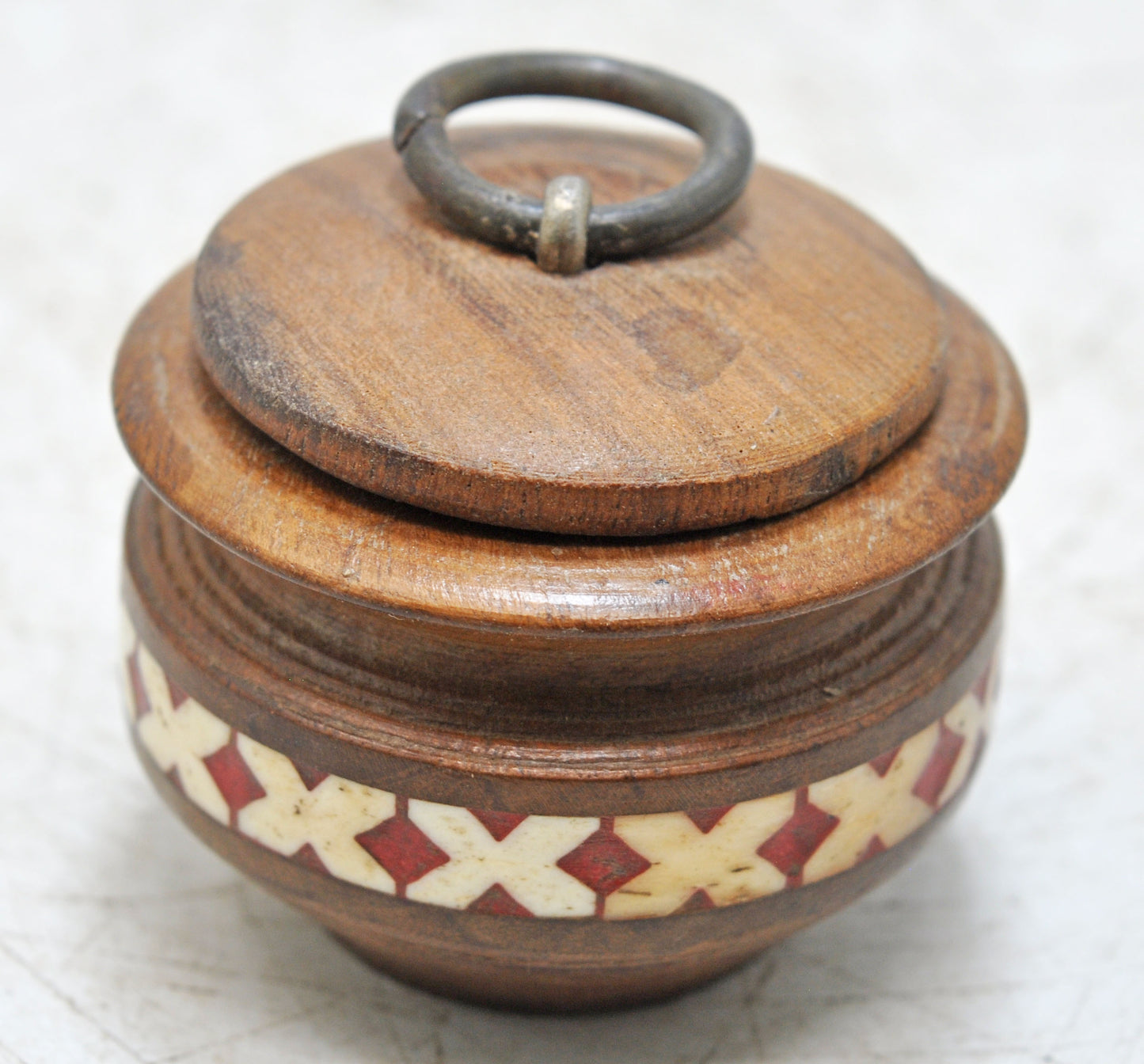 Vintage Wooden Round Water Drinking Lota Pot Original Old Hand Carved