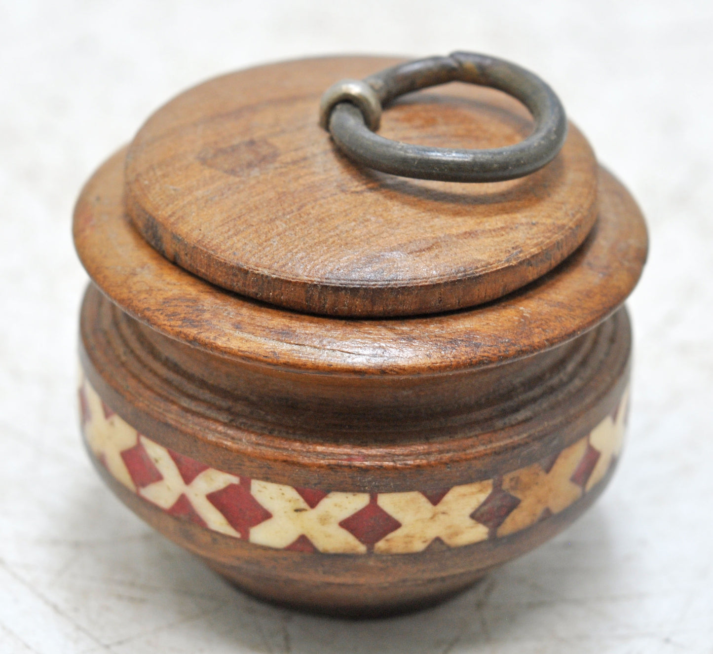 Vintage Wooden Round Water Drinking Lota Pot Original Old Hand Carved