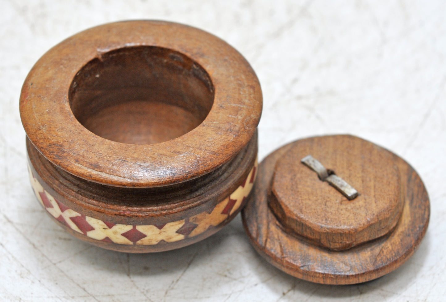 Vintage Wooden Round Water Drinking Lota Pot Original Old Hand Carved