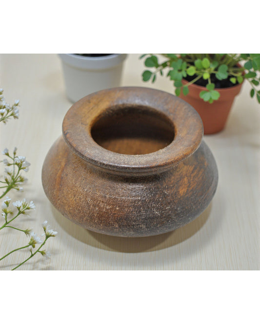 Vintage Wooden Round Water Drinking Lota Pot Original Old Hand Carved