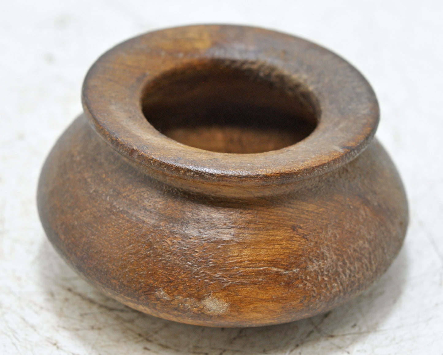 Vintage Wooden Round Water Drinking Lota Pot Original Old Hand Carved