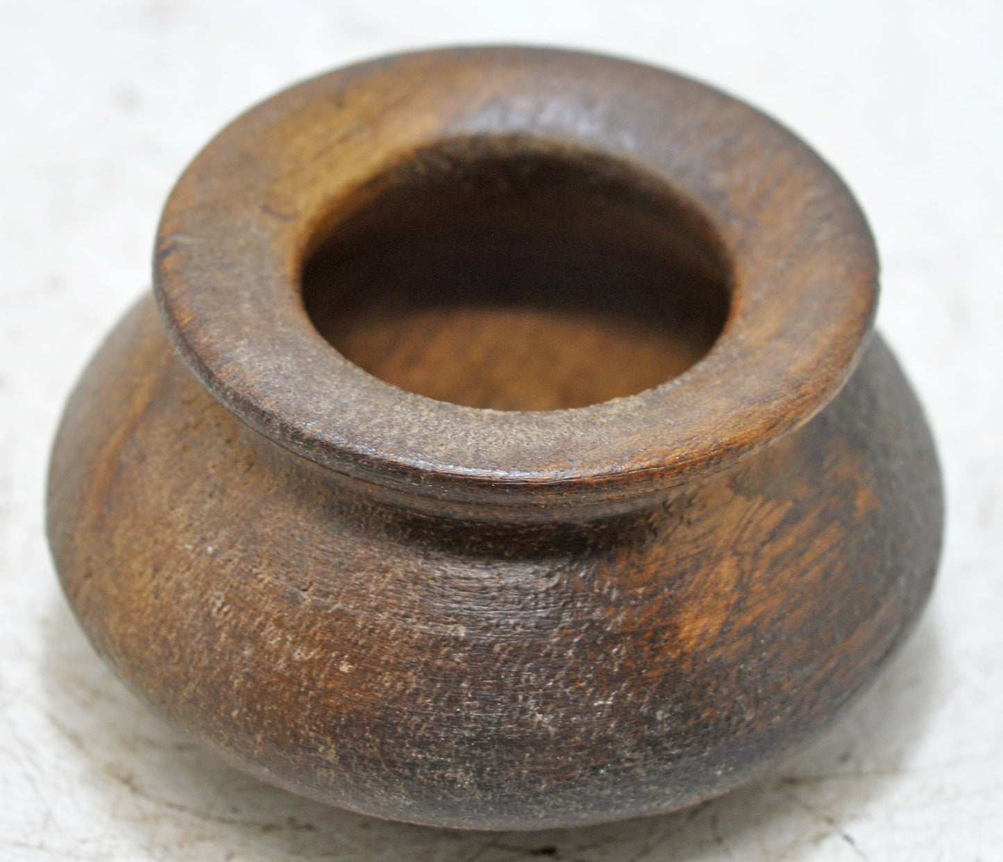 Vintage Wooden Round Water Drinking Lota Pot Original Old Hand Carved