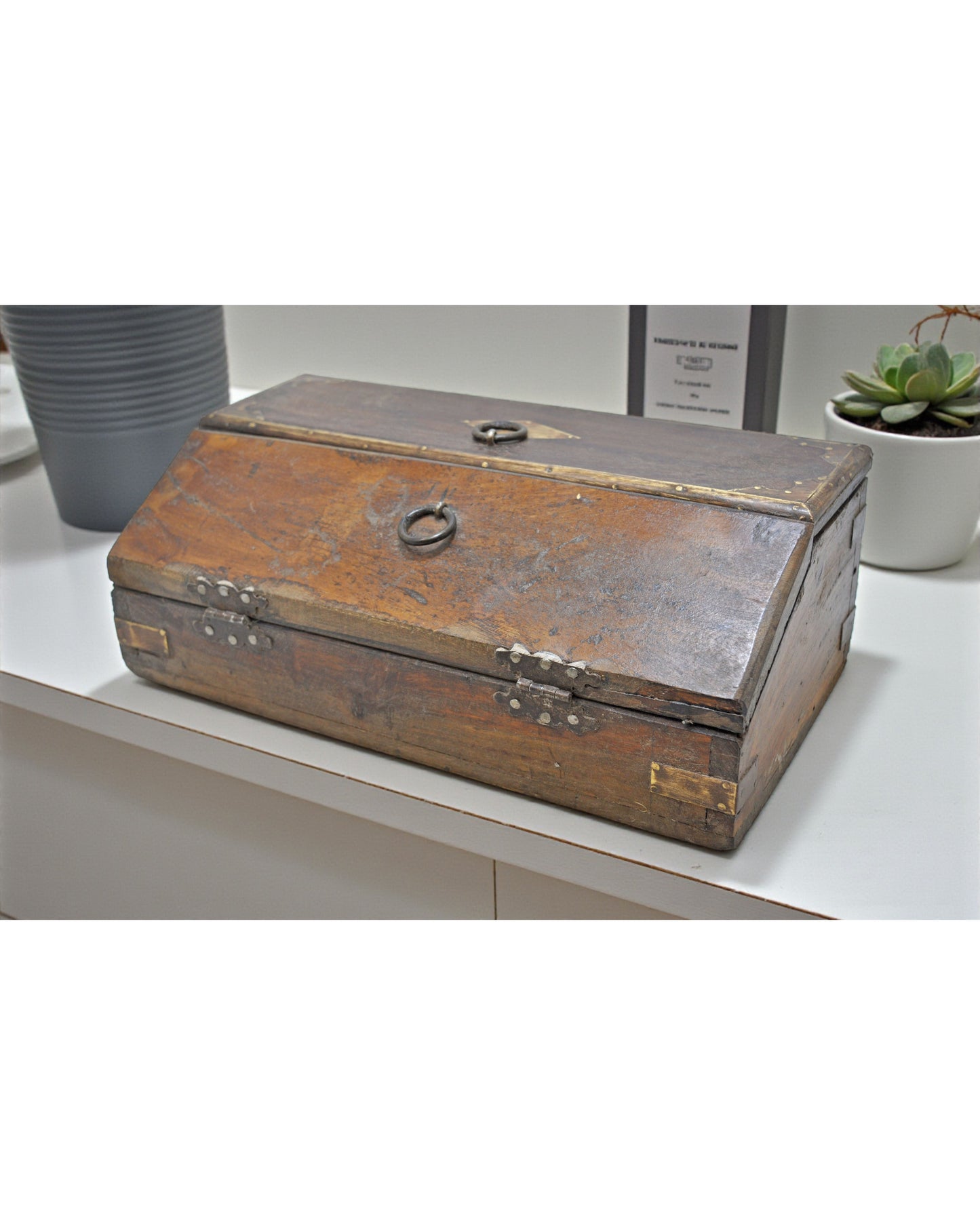 Vintage Wooden Pencil Stationary Storage Box Original Old Fine Hand Crafted