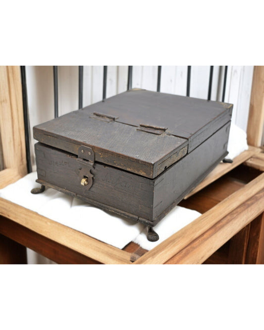 Antique Wooden Vanity Shaving Box Original Old Hand Crafted