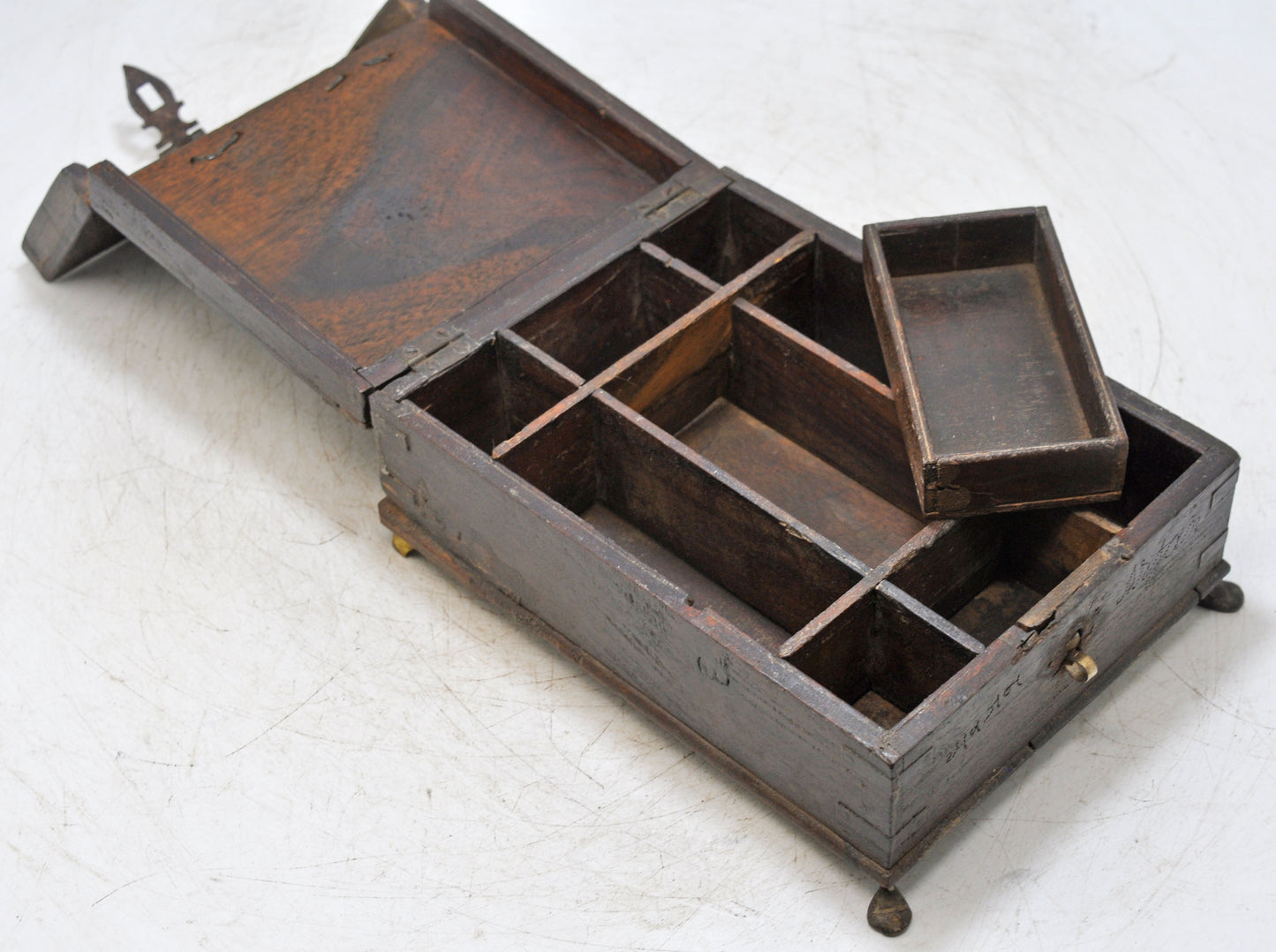 Antique Wooden Vanity Shaving Box Original Old Hand Crafted