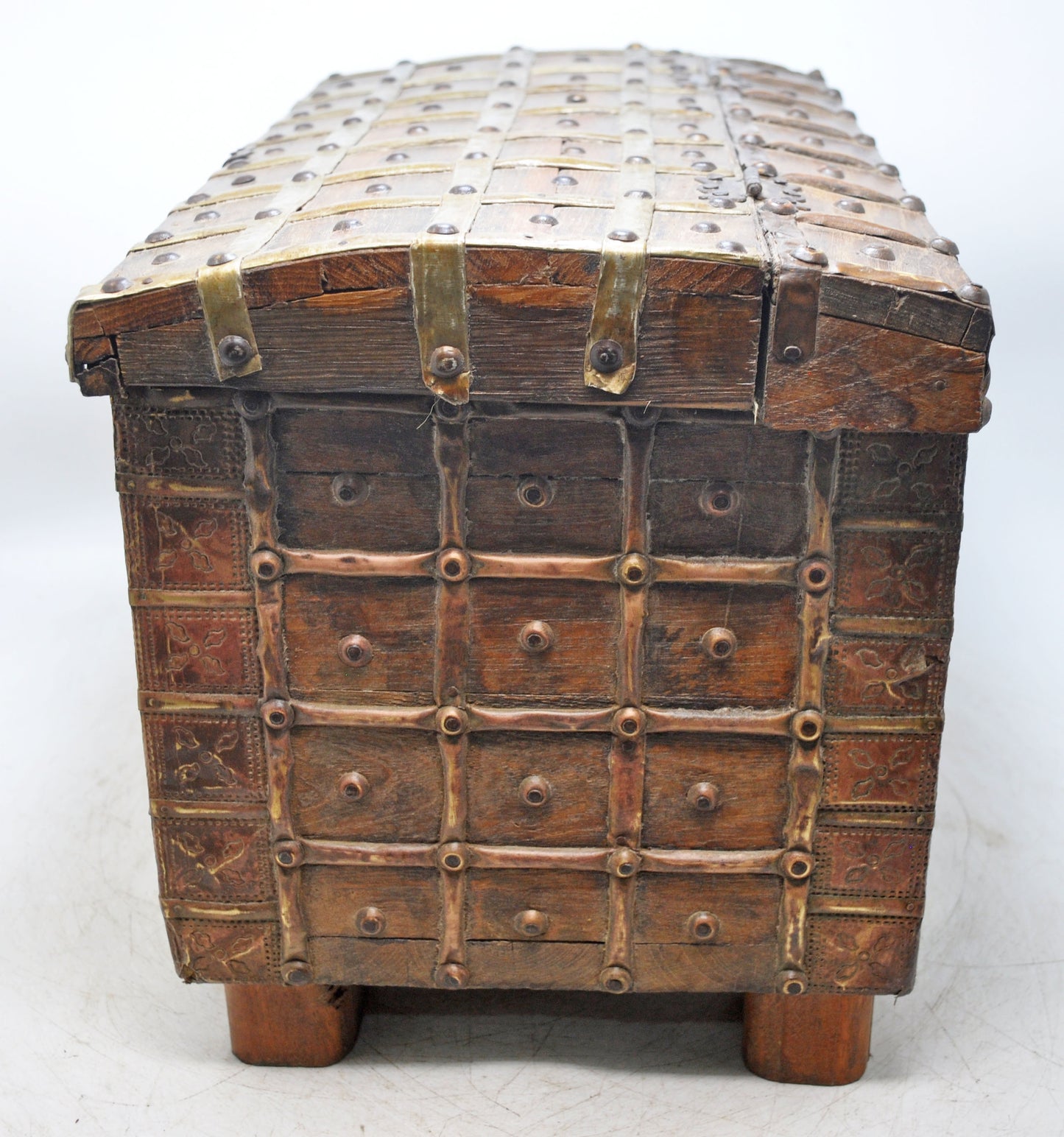 Vintage Wooden Storage Chest Box Original Old Hand Crafted Very Fine Brass Fitted