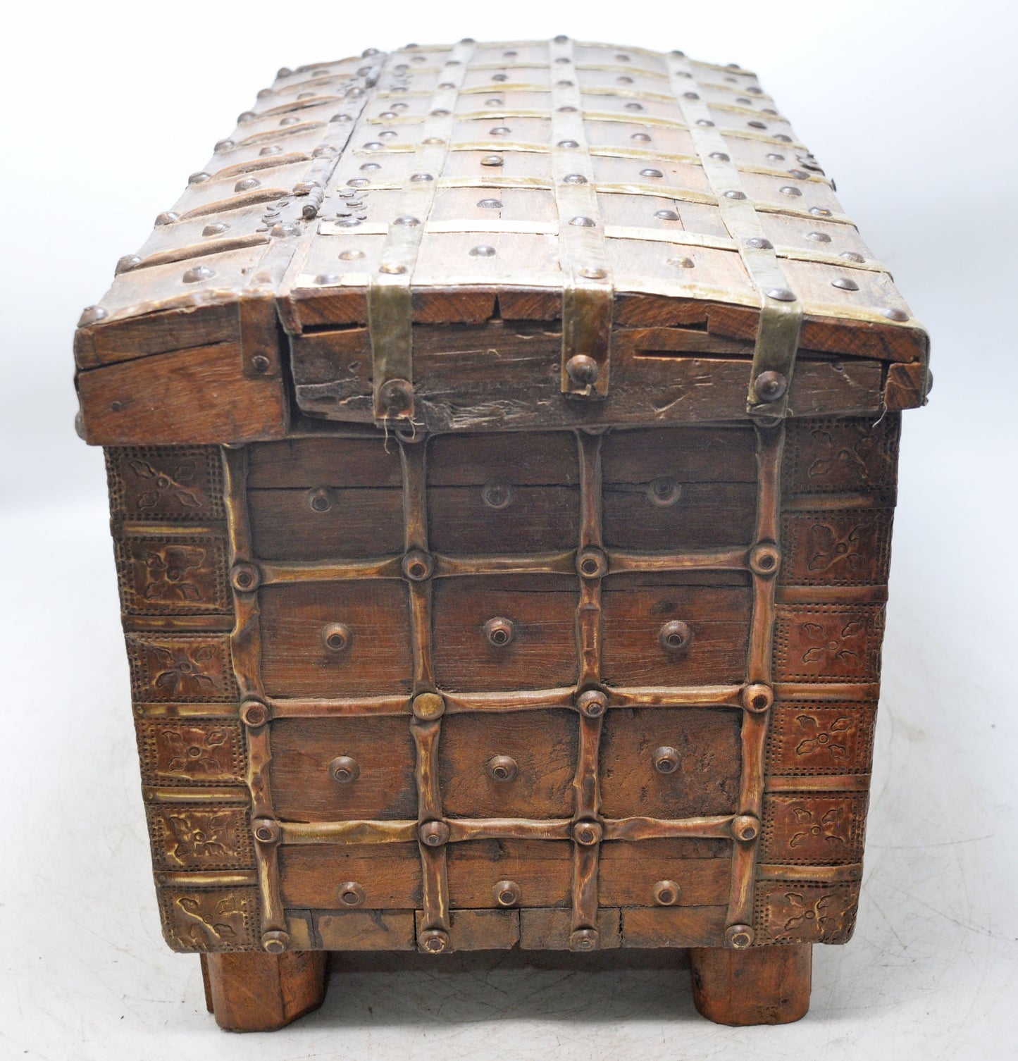 Vintage Wooden Storage Chest Box Original Old Hand Crafted Very Fine Brass Fitted