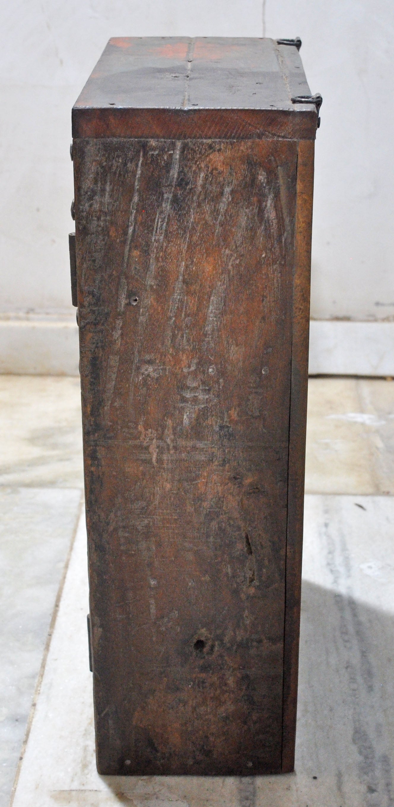 Antique Wooden Wall Hanging Storage Cabinet Orignial Old Hand Crafted Painted