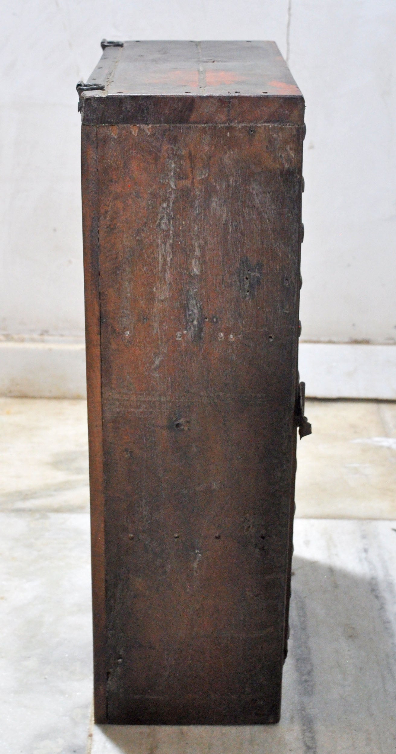 Antique Wooden Wall Hanging Storage Cabinet Orignial Old Hand Crafted Painted