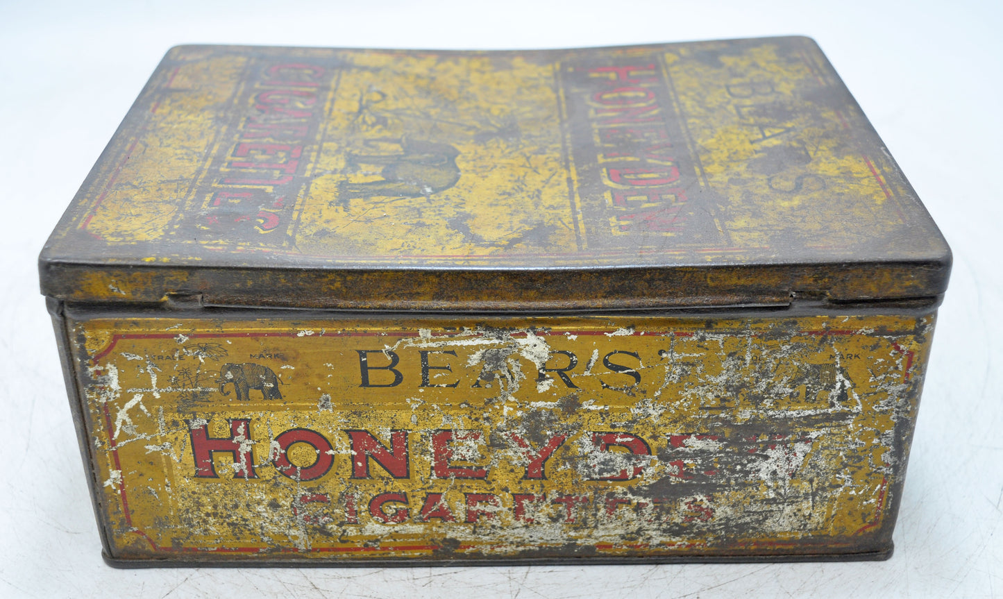 Vintage Ad Sign Tin Box Bears Honeydew Cigarettes Original Old