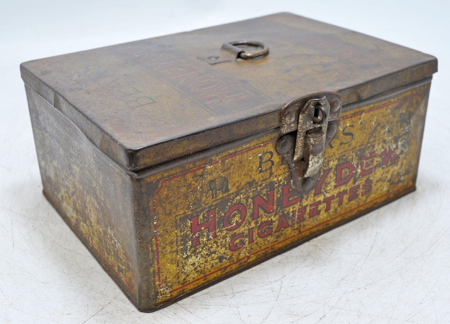 Vintage Ad Sign Tin Box Bears Honeydew Cigarettes Original Old