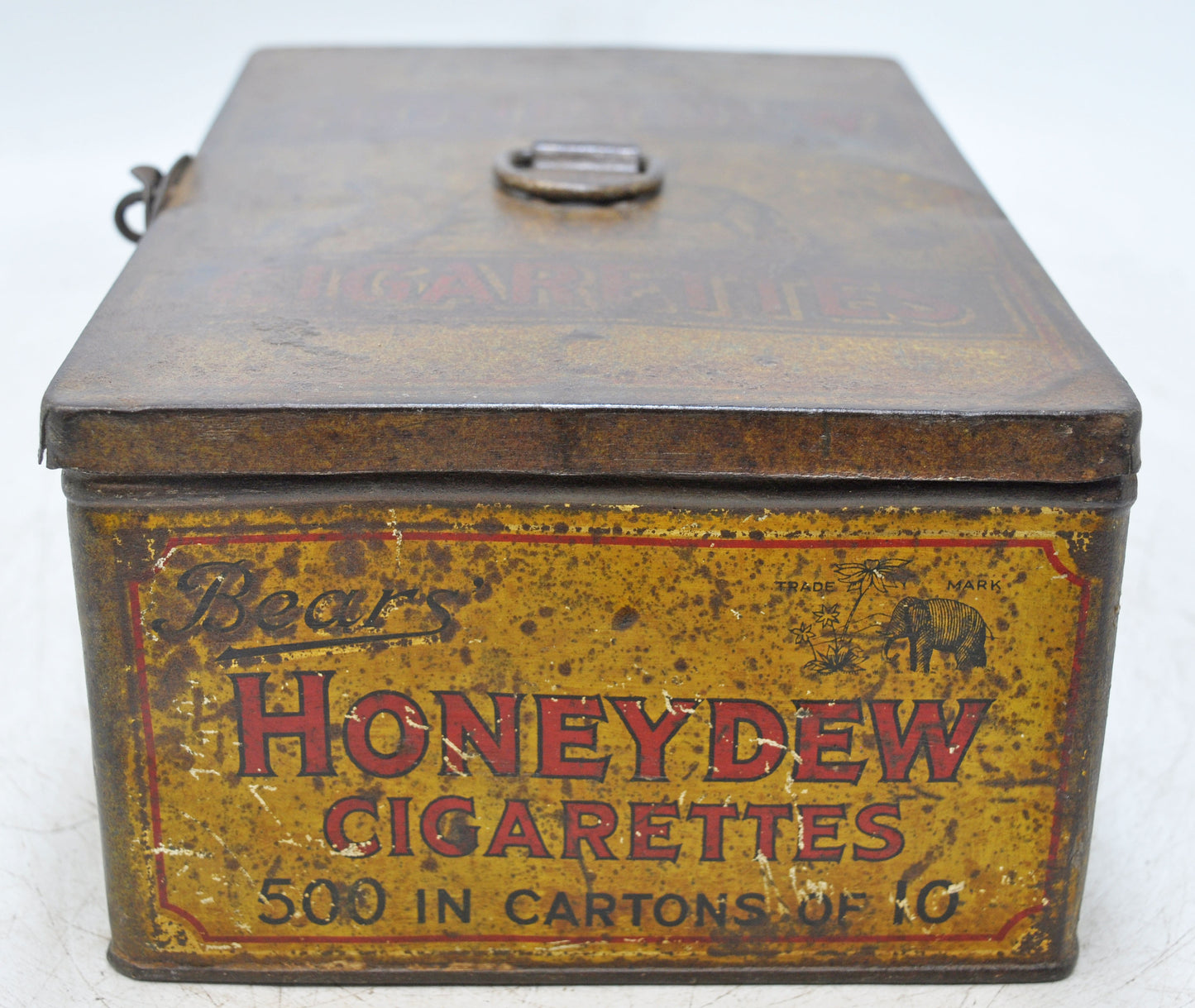 Vintage Ad Sign Tin Box Bears Honeydew Cigarettes Original Old