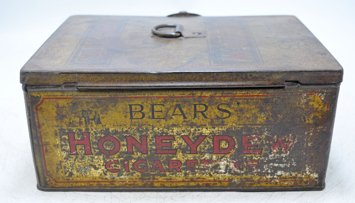 Vintage Ad Sign Tin Box Bears Honeydew Cigarettes Original Old