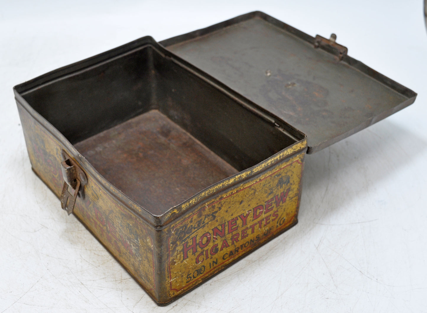 Vintage Ad Sign Tin Box Bears Honeydew Cigarettes Original Old