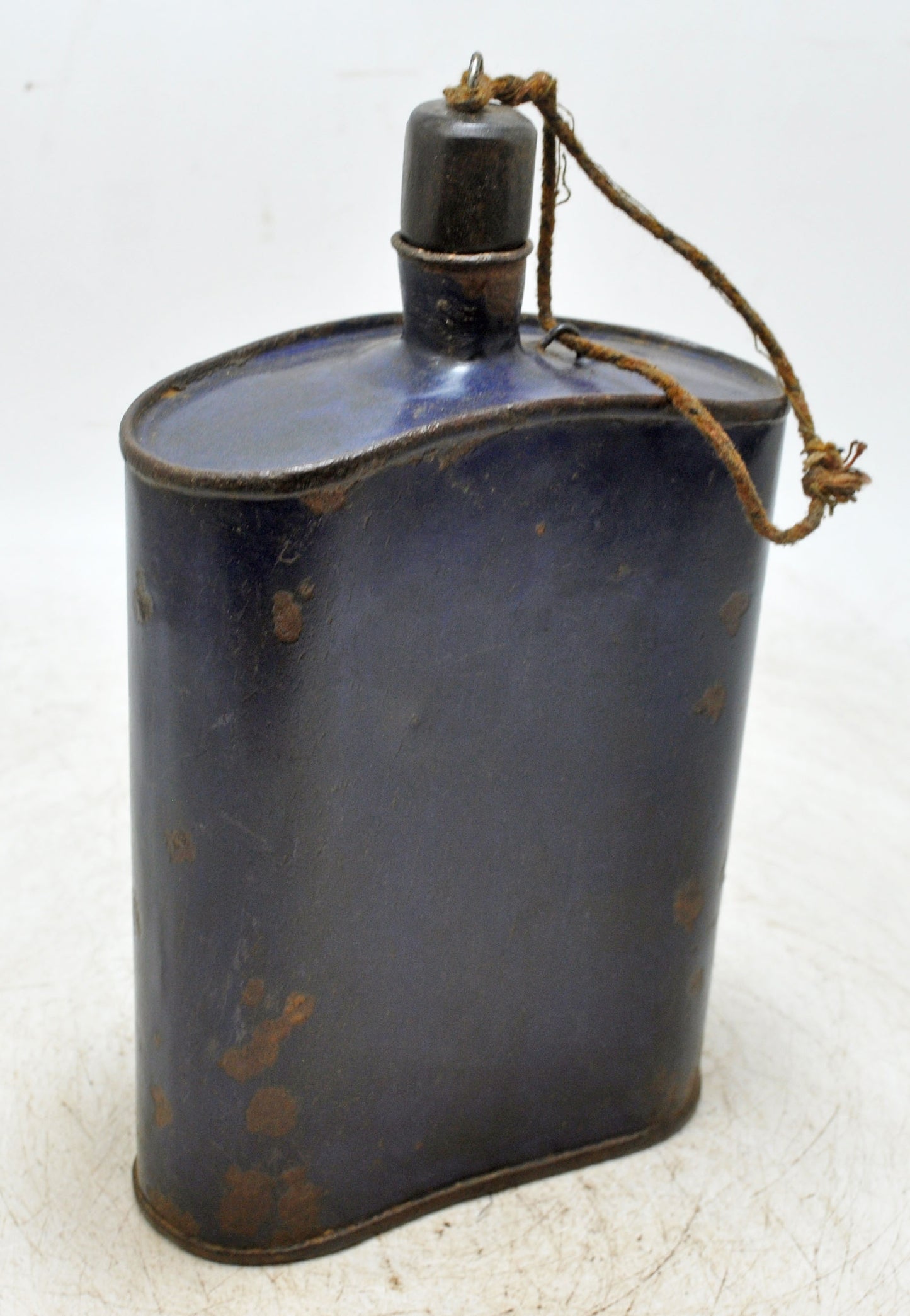 Vintage Iron Enamelware Water Bottle Original Old Hand Crafted Enamel Painted