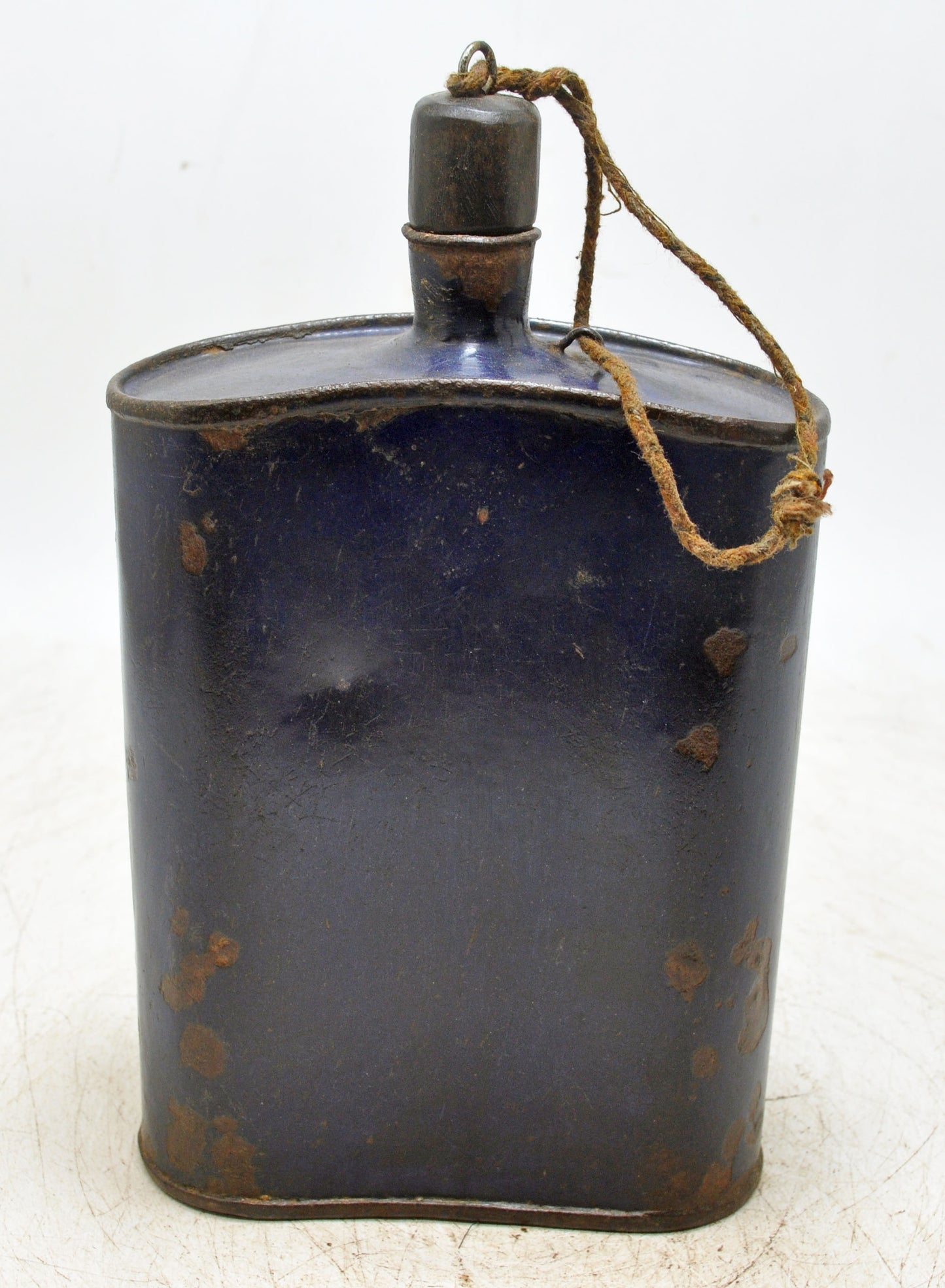 Vintage Iron Enamelware Water Bottle Original Old Hand Crafted Enamel Painted