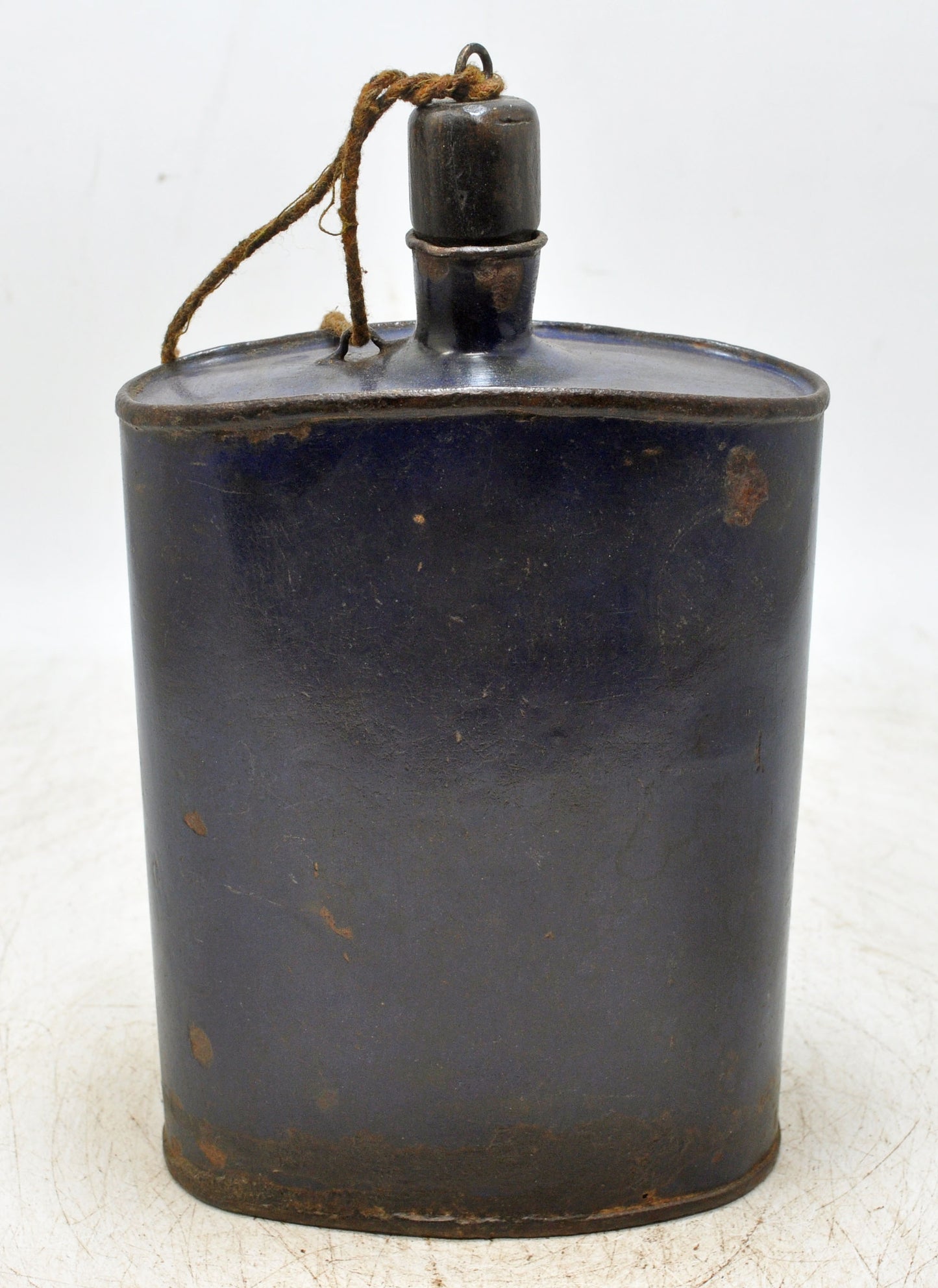 Vintage Iron Enamelware Water Bottle Original Old Hand Crafted Enamel Painted