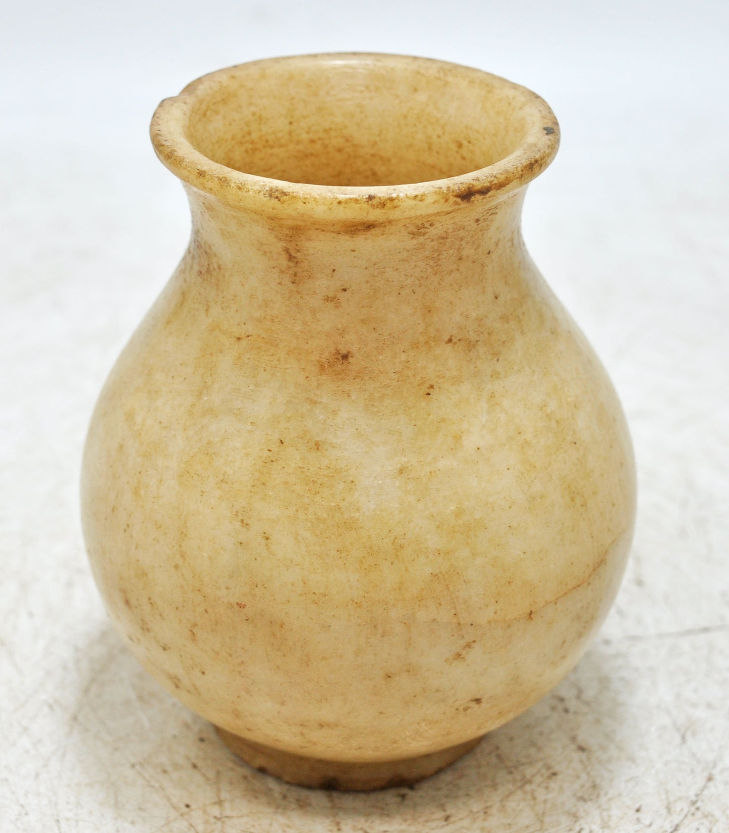 Vintage White Marble Round Water Lota Pot Original Old Fine Hand Carved